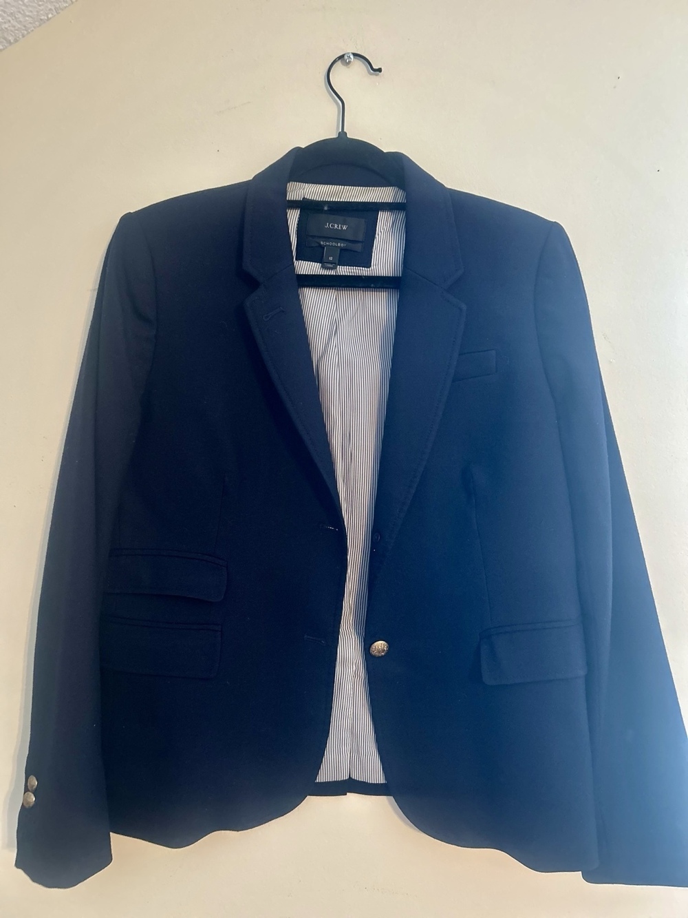 J.Crew Schoolboy Navy Blazer Gold Crest Buttons Size 12